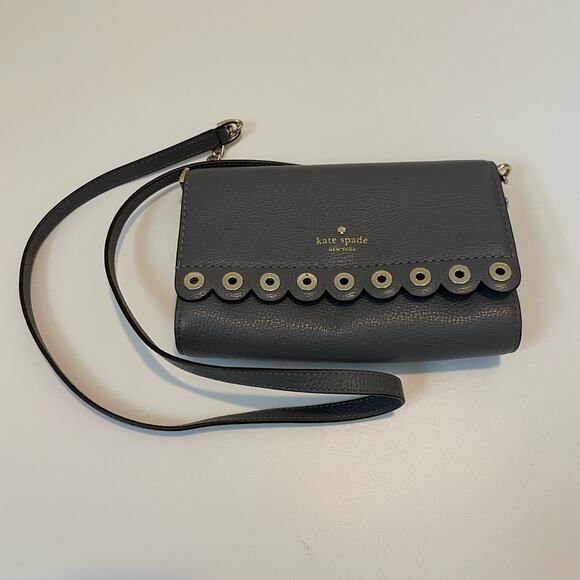 Kate Spade Gray Leather Paloma Road Crossbody Bag Purse - Picture 2 of 13